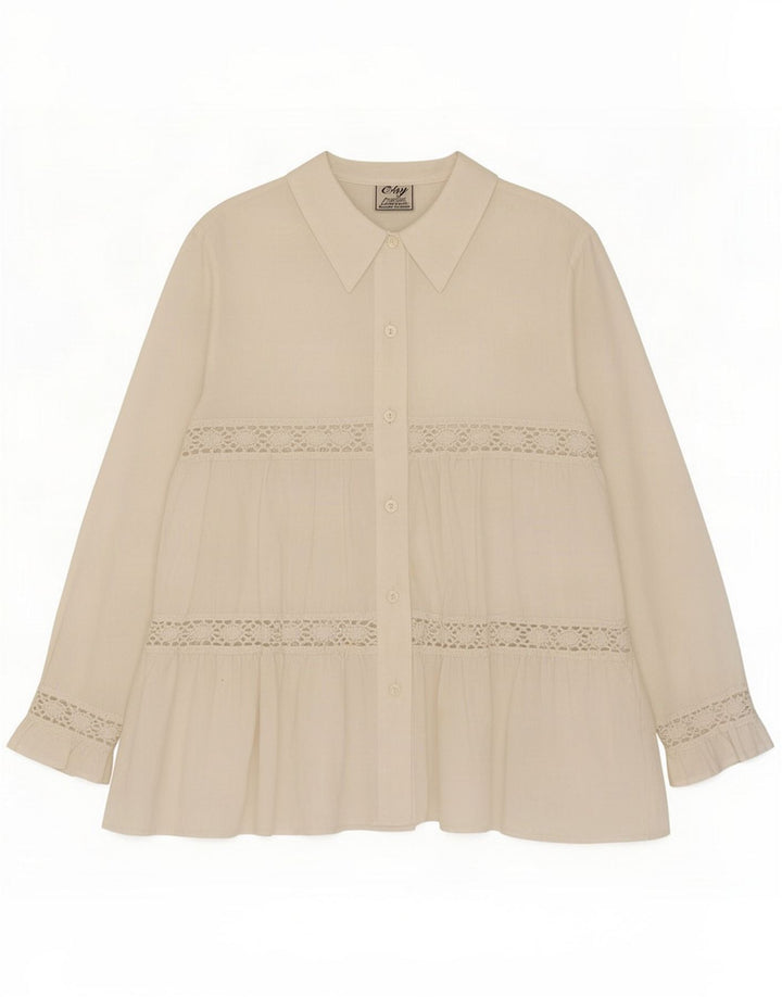 Camicia camicia vintage da donna IT 42 Poliestere bianco medio