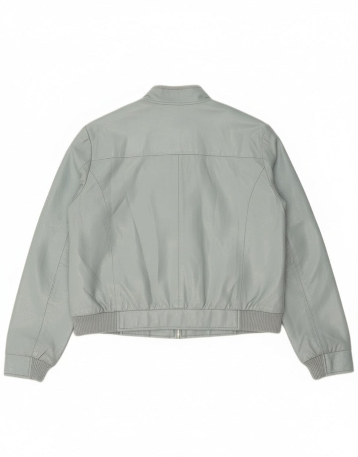 Giubbotto bomber vintage da donna in ecopelle corta IT 44 blu medio