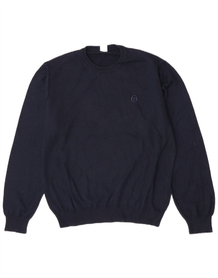Sergio Tacchini Maglione da uomo girocollo in lana vergine blu navy medio