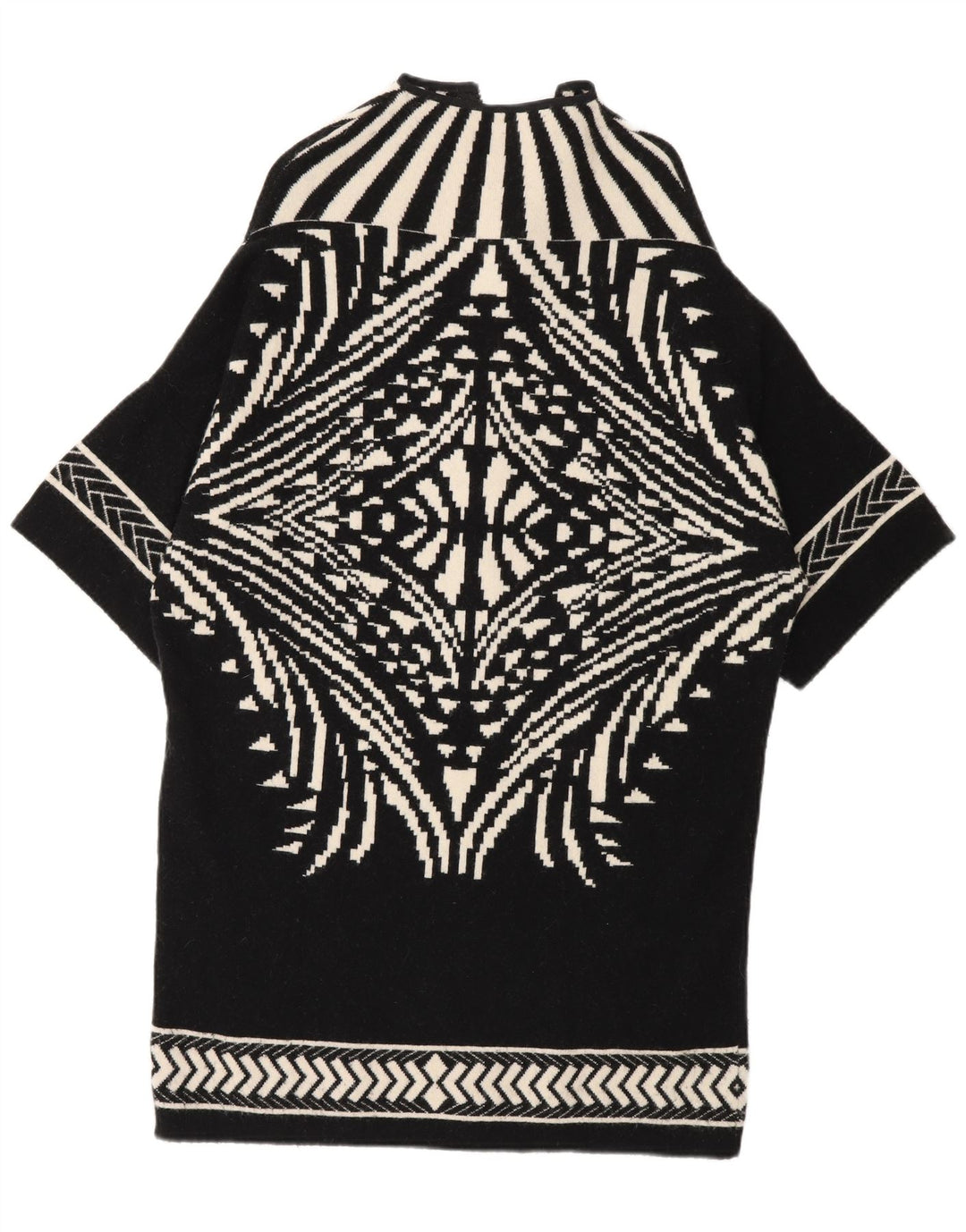 Byblos Maglione cardigan lungo da donna UK 14 Medio Nero geometrico