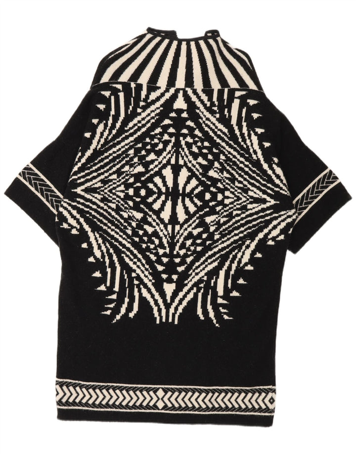 Byblos Maglione cardigan lungo da donna UK 14 Medio Nero geometrico