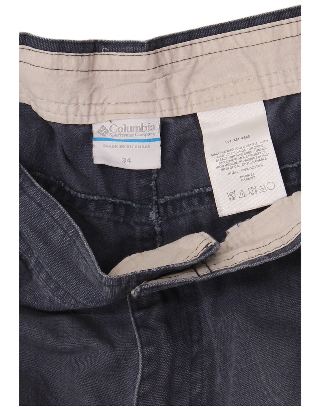 Pantaloncini cargo da uomo COLUMBIA W34 Large in cotone blu navy