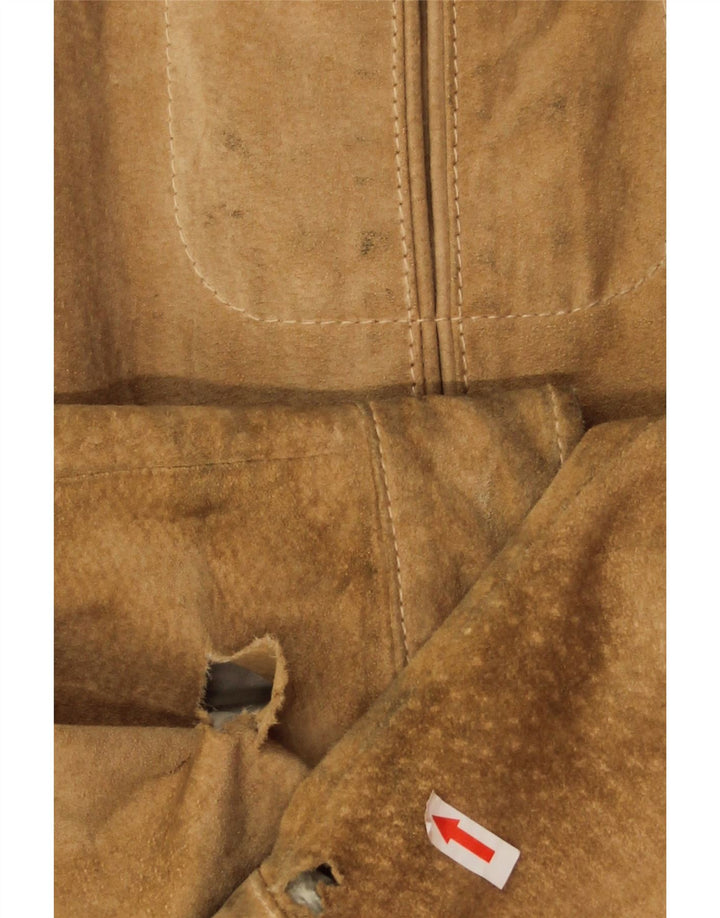 Giubbotto bomber vintage in pelle scamosciata da uomo IT 54 2XL in pelle beige