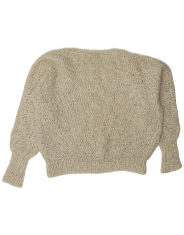 Maglione vintage da donna oversize con scollo a barca UK 20 2XL Beige