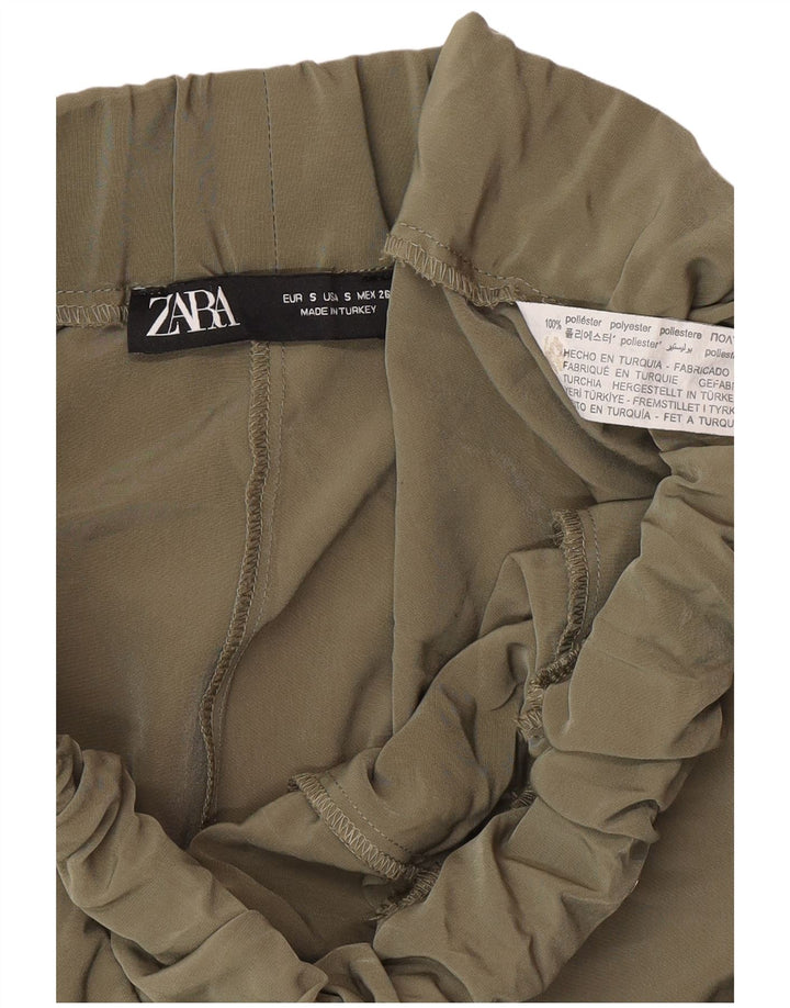 Pantaloni cargo da jogging da donna Zara piccoli W28 L27 poliestere kaki