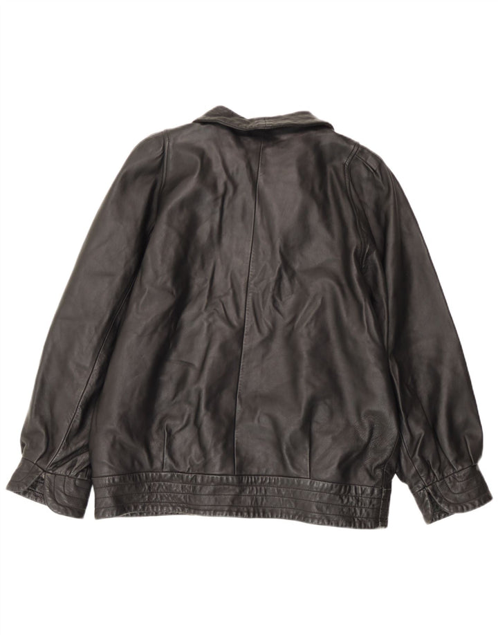 Giacca in pelle vintage da donna UK 14 grande nera