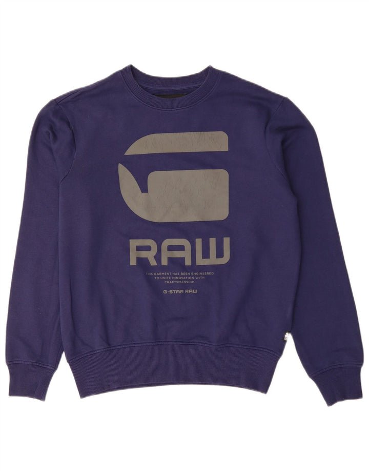 Felpa grafica da uomo G-STAR Maglione piccolo in cotone blu navy