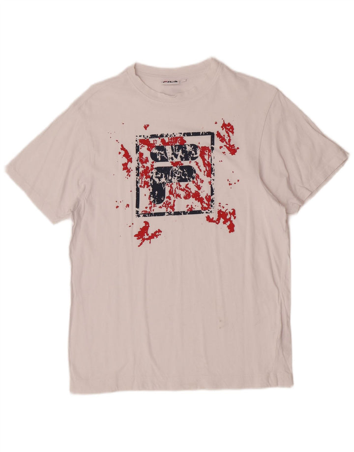 T-shirt grafica da uomo Fila Top XS in cotone bianco
