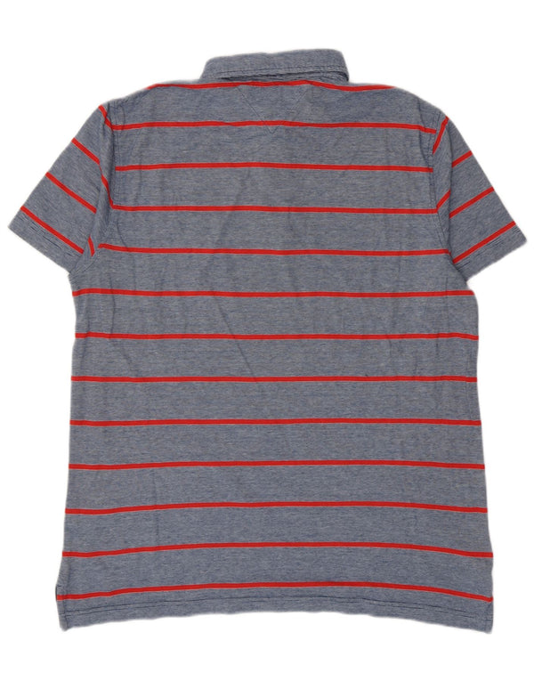 Polo da uomo Tommy Hilfiger grande in cotone a righe blu
