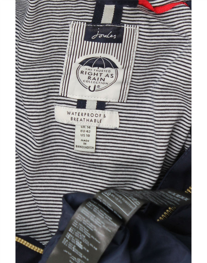 Giacca antipioggia con cappuccio da donna Joules UK 14 grande cotone blu navy