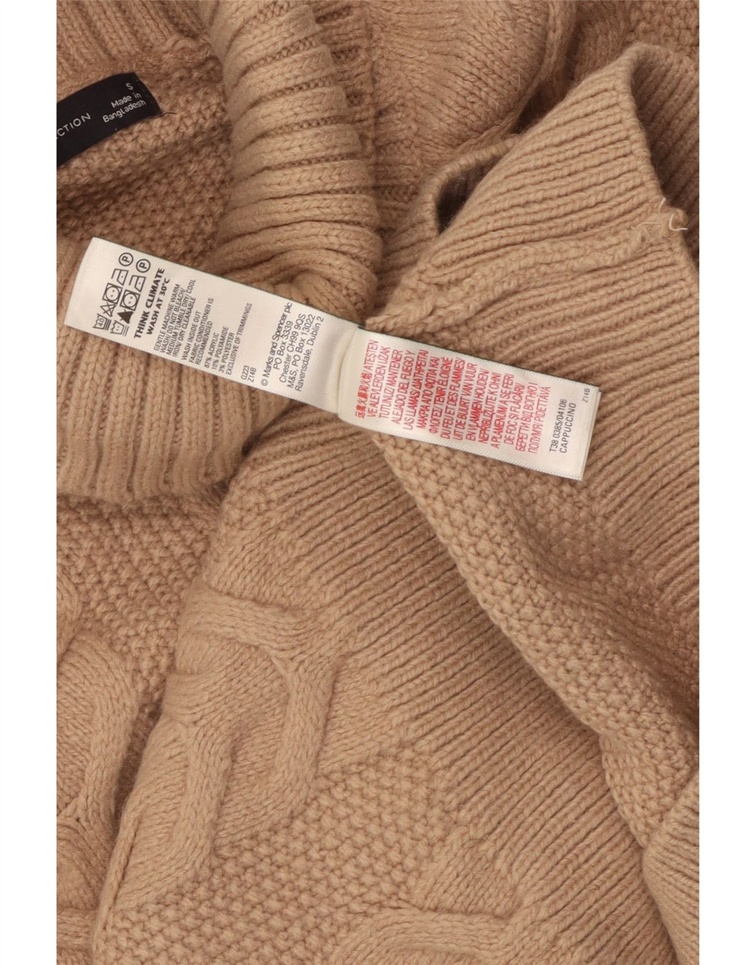 MARKS & SPENCER Maglione maglione a collo alto da donna UK 10 Piccolo Marrone