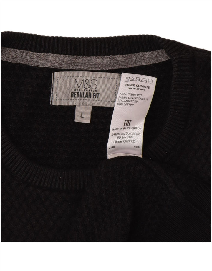 Maglione maglione girocollo vestibilità regolare da uomo Marks & Spencer grande nero