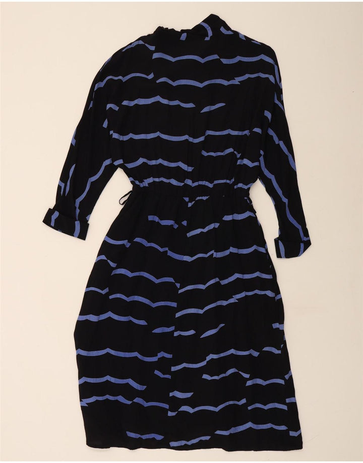 Abito lungo da donna con maniche a 3/4 VINTAGE IT 42 Viscosa a righe nere medie