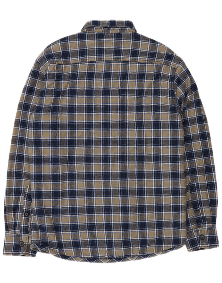 CAMARGUE Camicia da uomo in flanella da boscaiolo, cotone medio a quadri blu navy