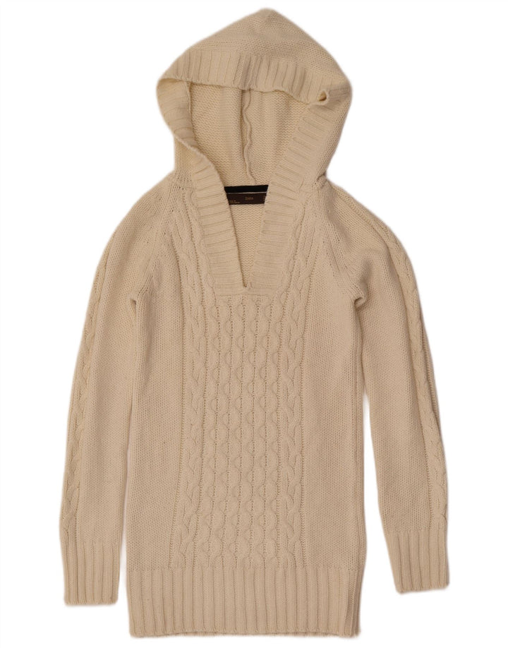 Maglione con cappuccio da donna Zara UK 12 medio bianco sporco
