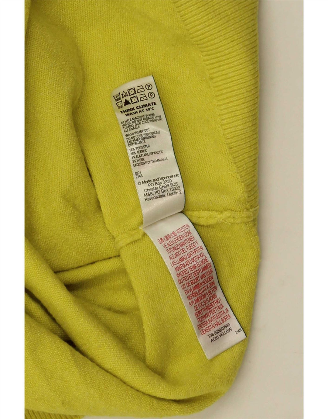 Maglione maglione a collo alto da donna Marks & Spencer UK 10 piccolo giallo