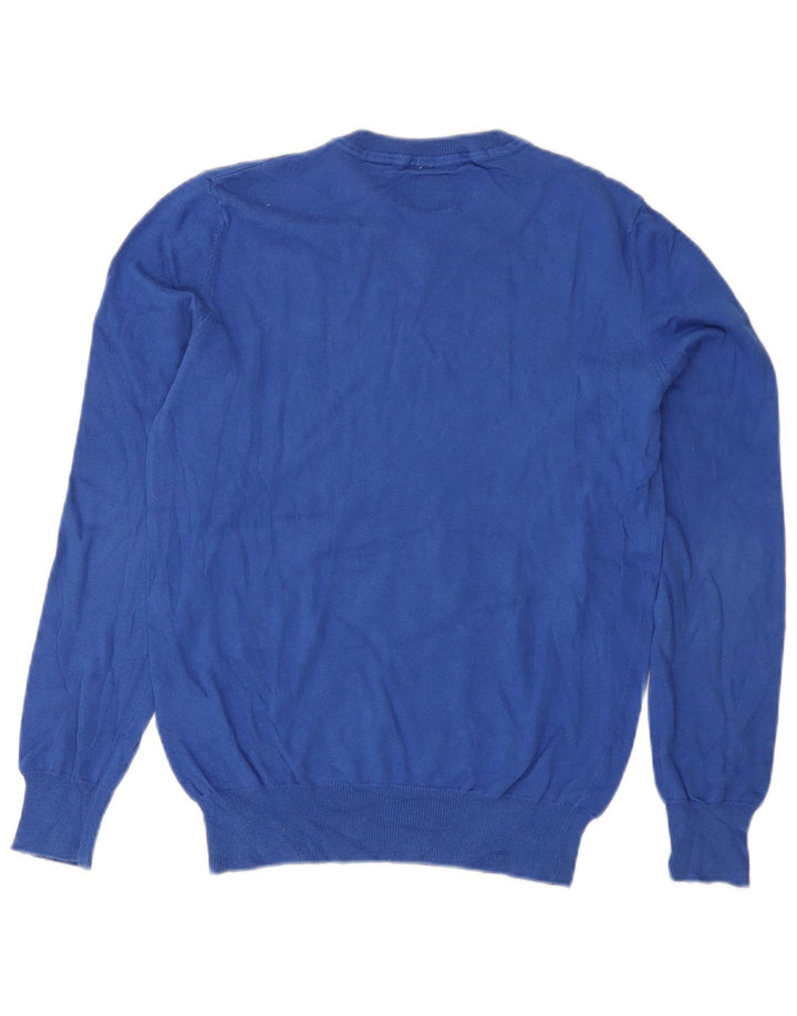 Maglione da uomo con scollo a V vestibilità regolare Murphy & Nye in cotone blu medio