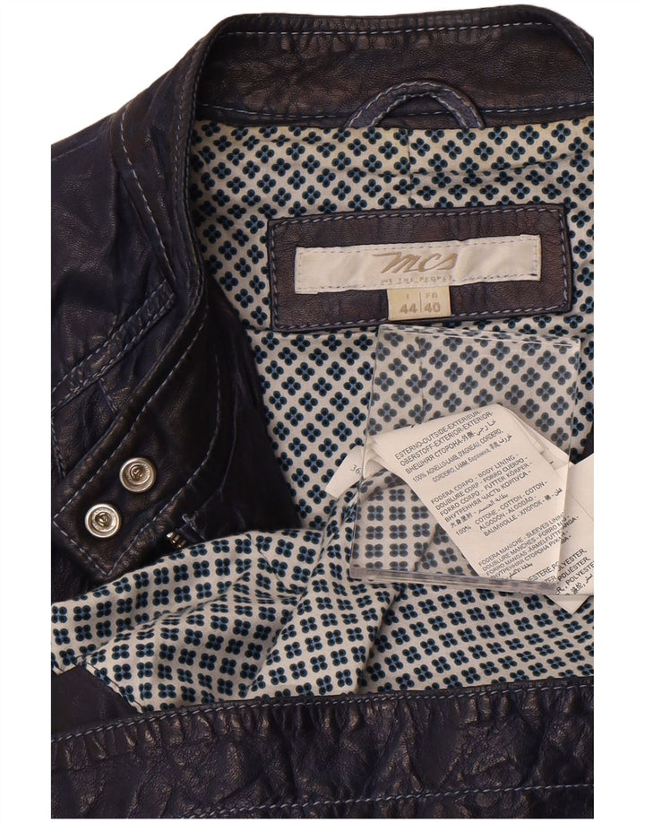 Giacca in pelle da donna Marlboro Classics IT 44 Pelle di agnello blu medio