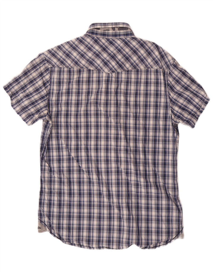 Camicia a maniche corte da uomo Napapijri a quadri blu navy medio