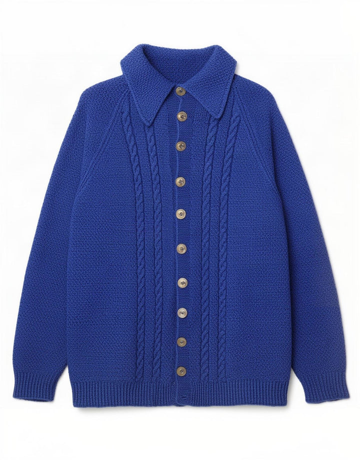 Maglione cardigan da uomo vintage blu medio