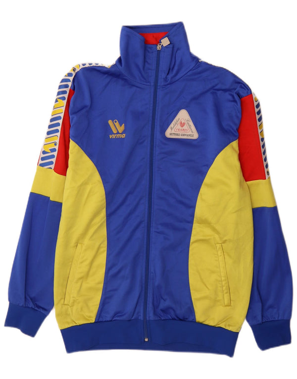 Giacca sportiva da uomo vintage con grafica, grande, blu, color block, sportiva