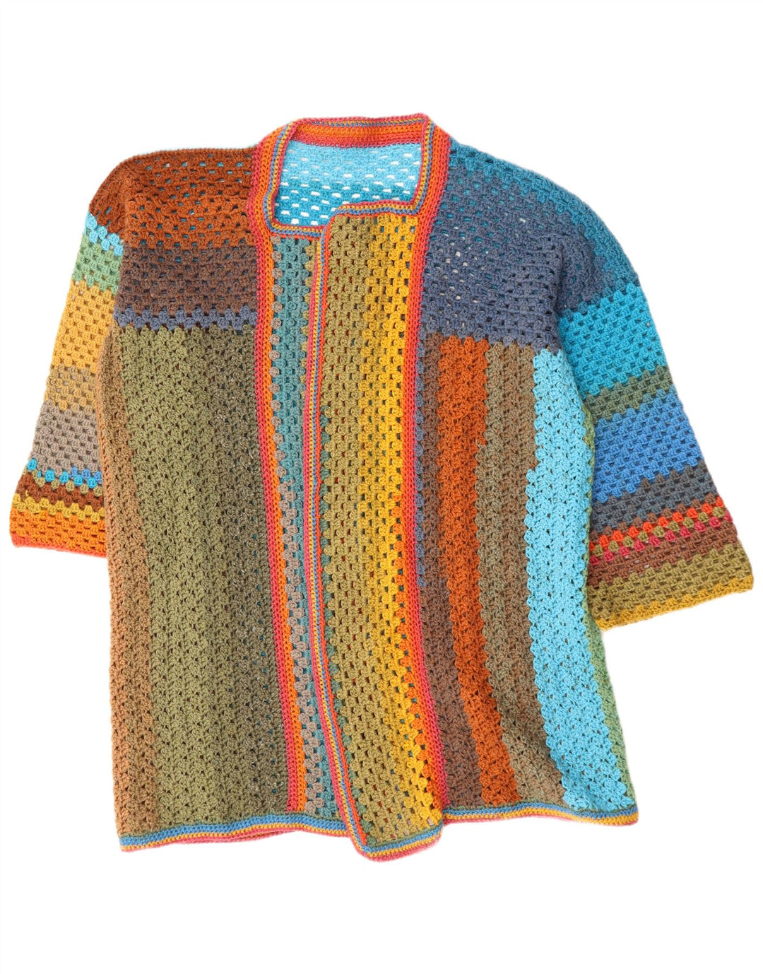 Maglione cardigan lungo oversize da donna VINTAGE UK 22 3XL multicolore