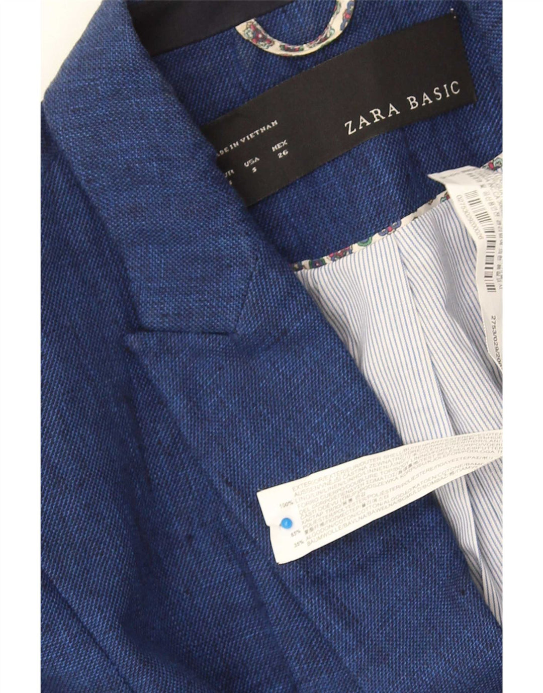 Giacca blazer da donna a 1 bottone Zara UK 10 piccola in cotone blu navy