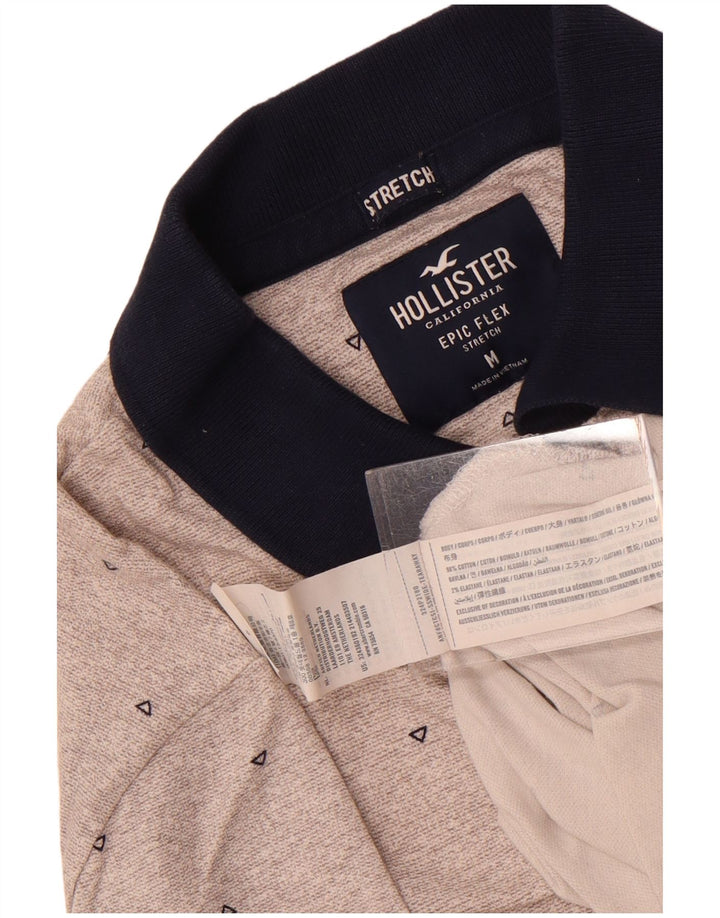 Polo Hollister da uomo elasticizzata in cotone geometrico grigio medio