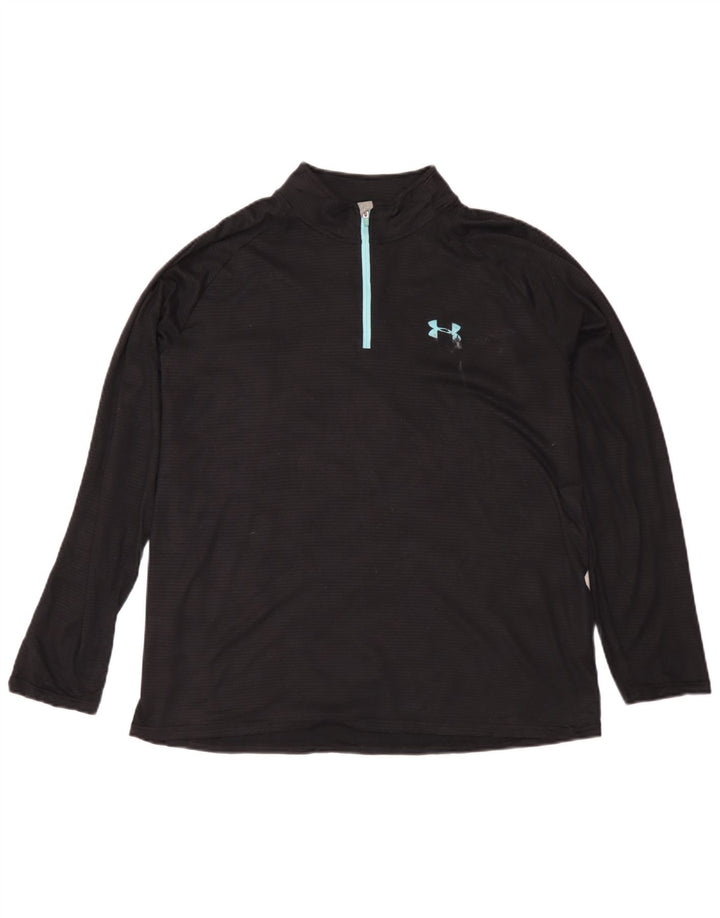 Under Armour Uomo Heat Gear Zip Collo Pullover Tuta Top Grande Nero