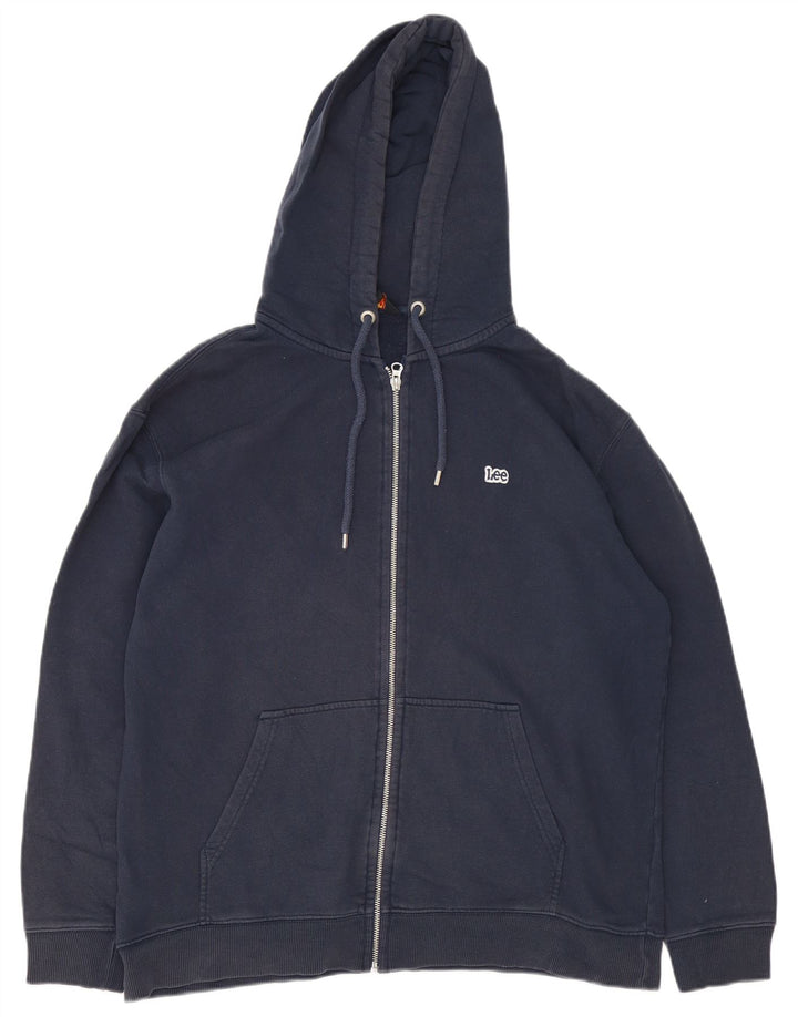 Maglione con cappuccio e zip da uomo Lee grande in cotone blu navy