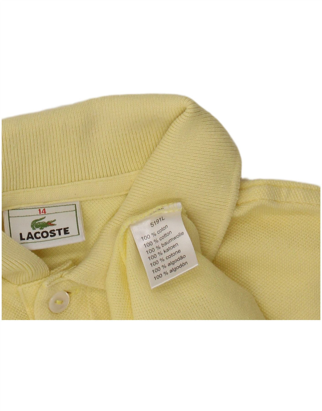 LACOSTE Boys Polo Shirt 13-14 Years Yellow Cotton