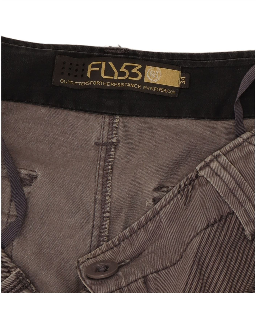 Pantaloncini cargo da uomo Fly53 W34 grande cotone geometrico grigio