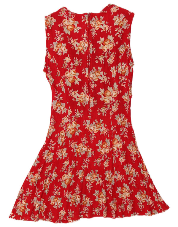 Abito a trapezio senza maniche da donna Onyx UK 12 rosso medio floreale