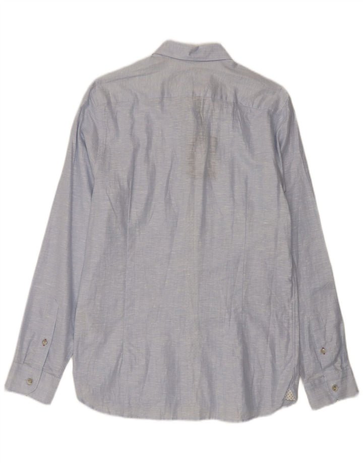 Ted Baker Camicia da uomo Taglia 3 Lino screziato blu medio