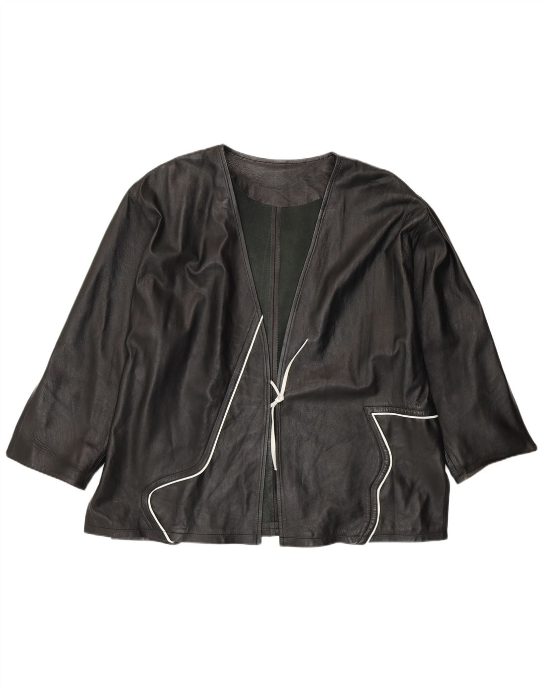 Giacca in pelle da donna VINTAGE UK 20 2XL Nera