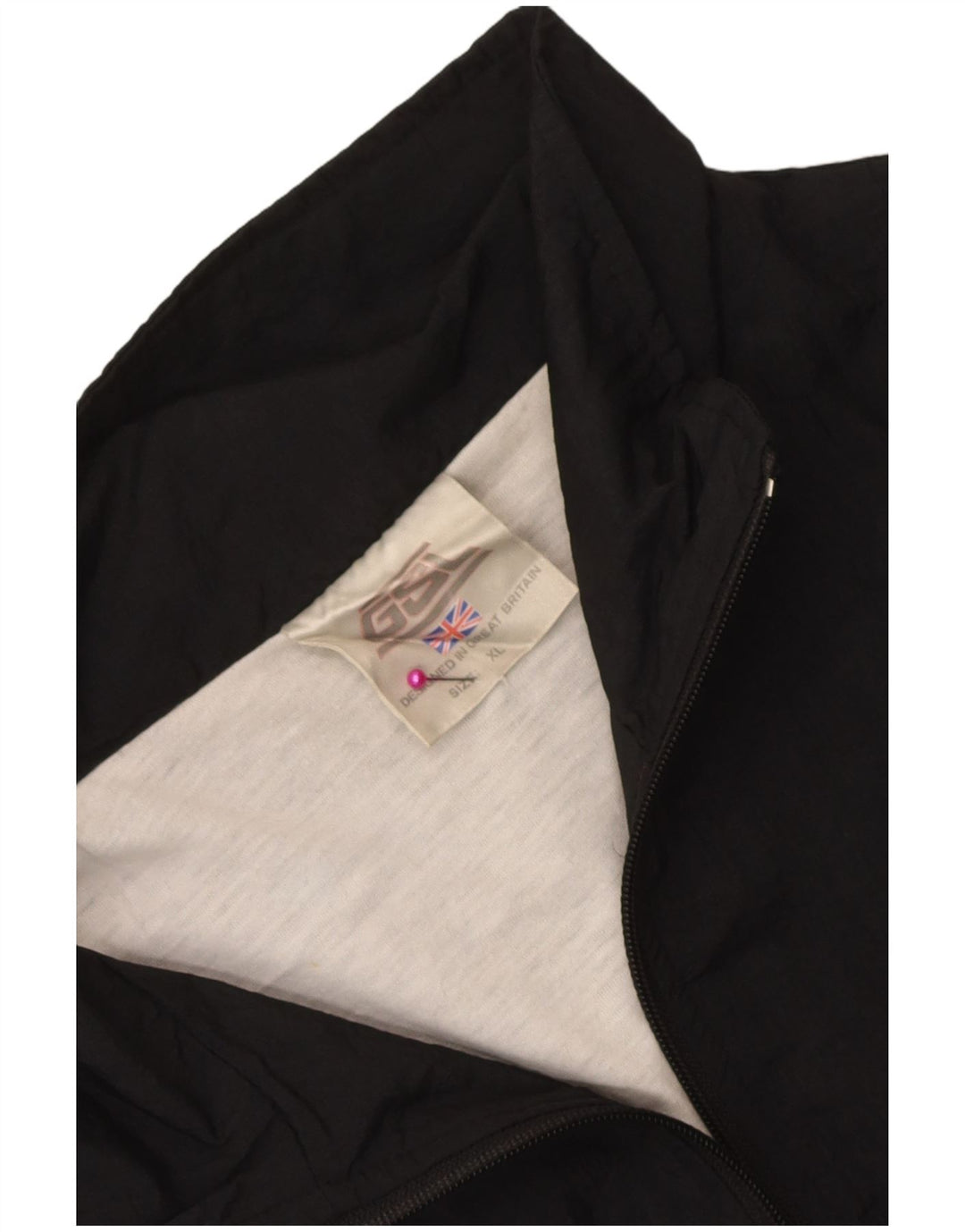 Giacca da ginnastica vintage da uomo XL in nylon a righe nere