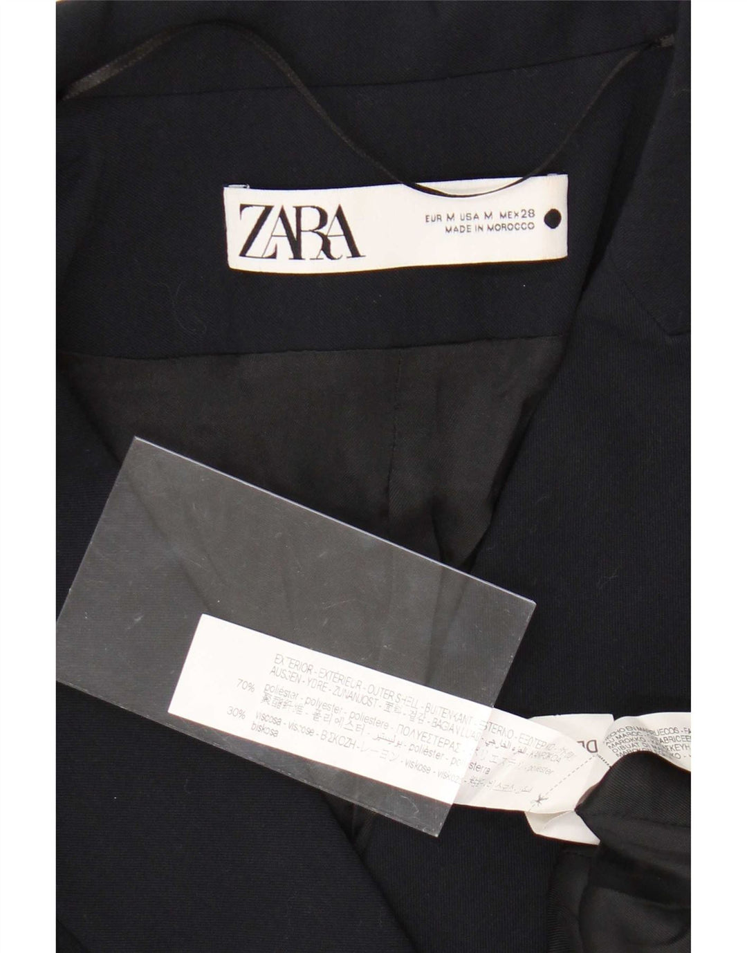 Cappotto doppiopetto da donna Zara UK 12 medio blu navy poliestere