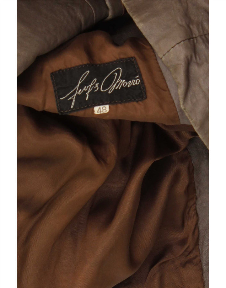 Giacca in pelle vintage da donna IT 48 XL Marrone
