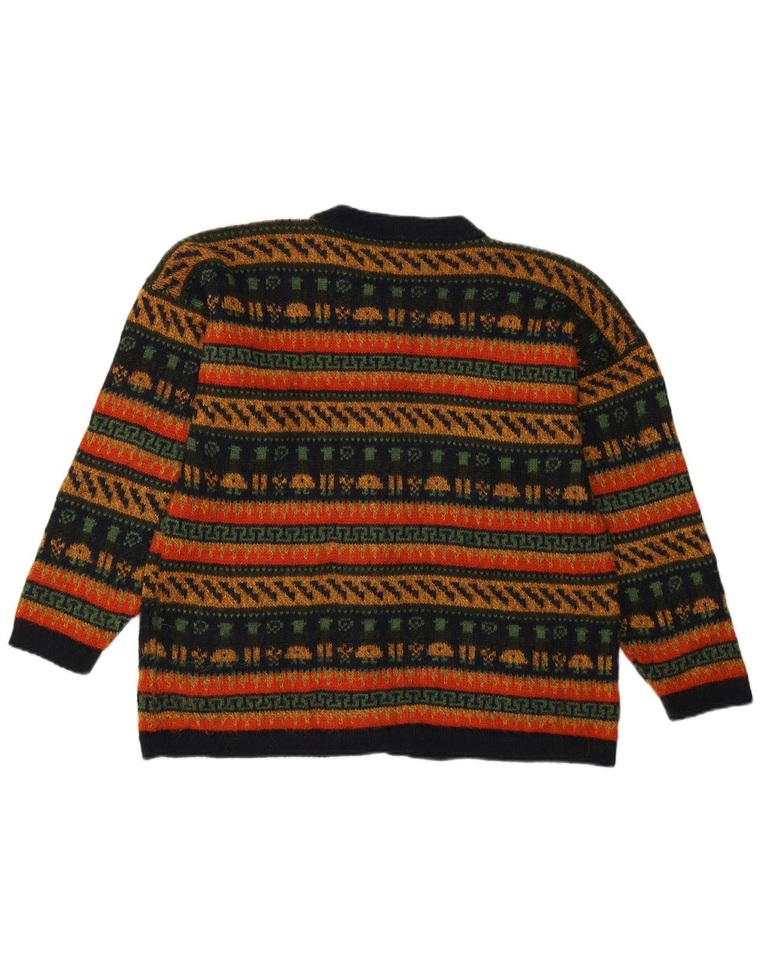 Maglione cardigan da donna vintage UK 14 medio multicolore geometrico