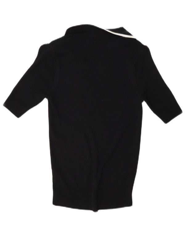 Marks & Spencer Womens Polo Shirt UK 8 Small Black Viscose
