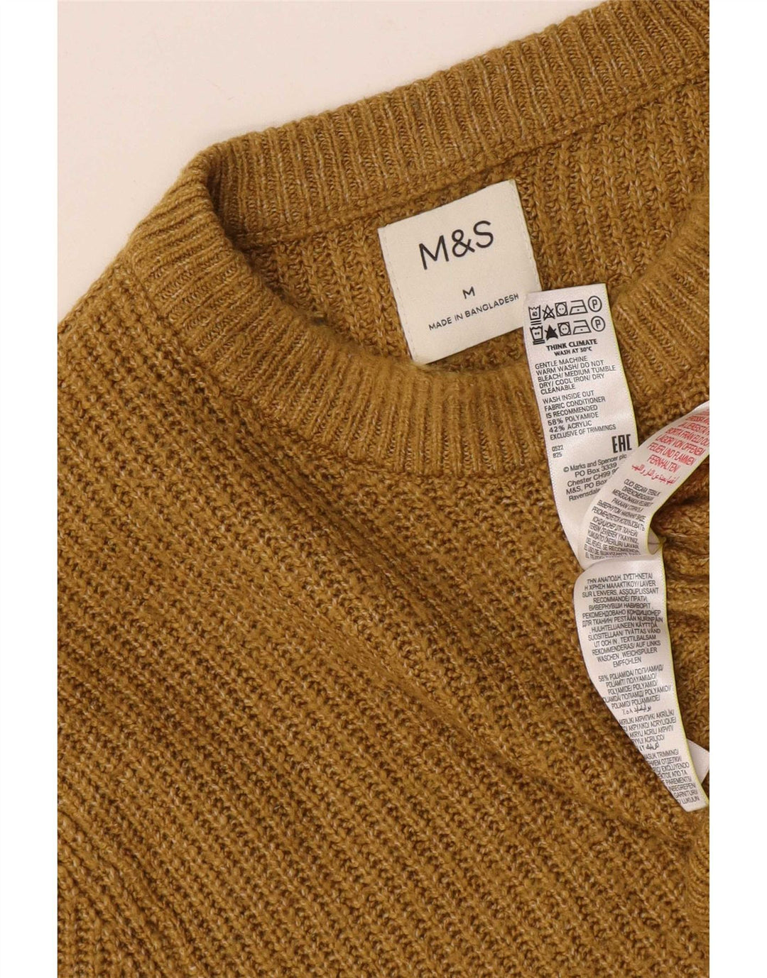Maglione maglione girocollo da uomo Marks & Spencer medio kaki poliammide