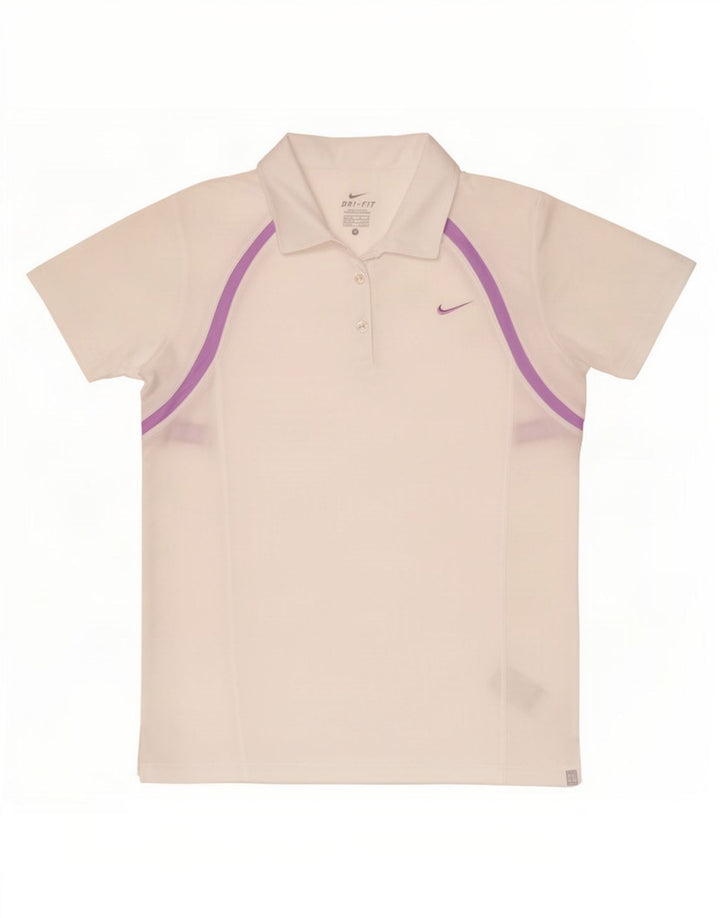 Polo Nike da donna Dri Fit UK 12/14 poliestere bianco medio