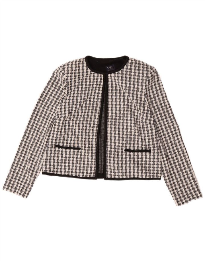 Giacca Bolero da donna Marks & Spencer UK 12 poliestere medio nero a quadri