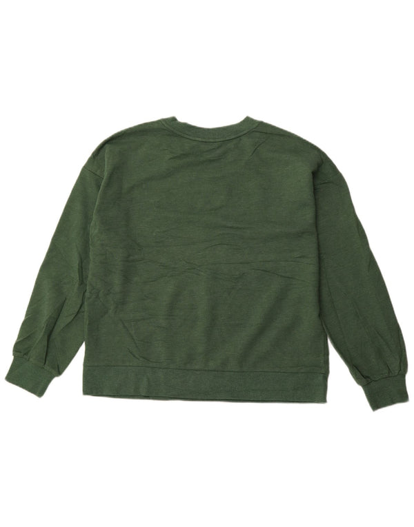 EDDIE BAUER Womens Sweatshirt Jumper UK 14 Medium Green Cotton