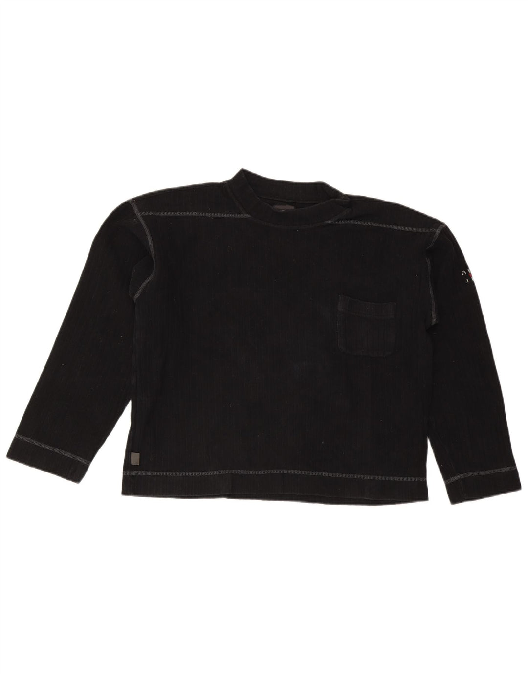 Guess Top da donna a maniche lunghe UK 14 medio cotone nero