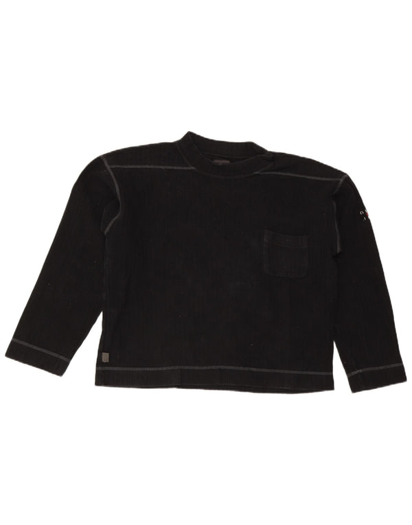 Guess Top da donna a maniche lunghe UK 14 medio cotone nero