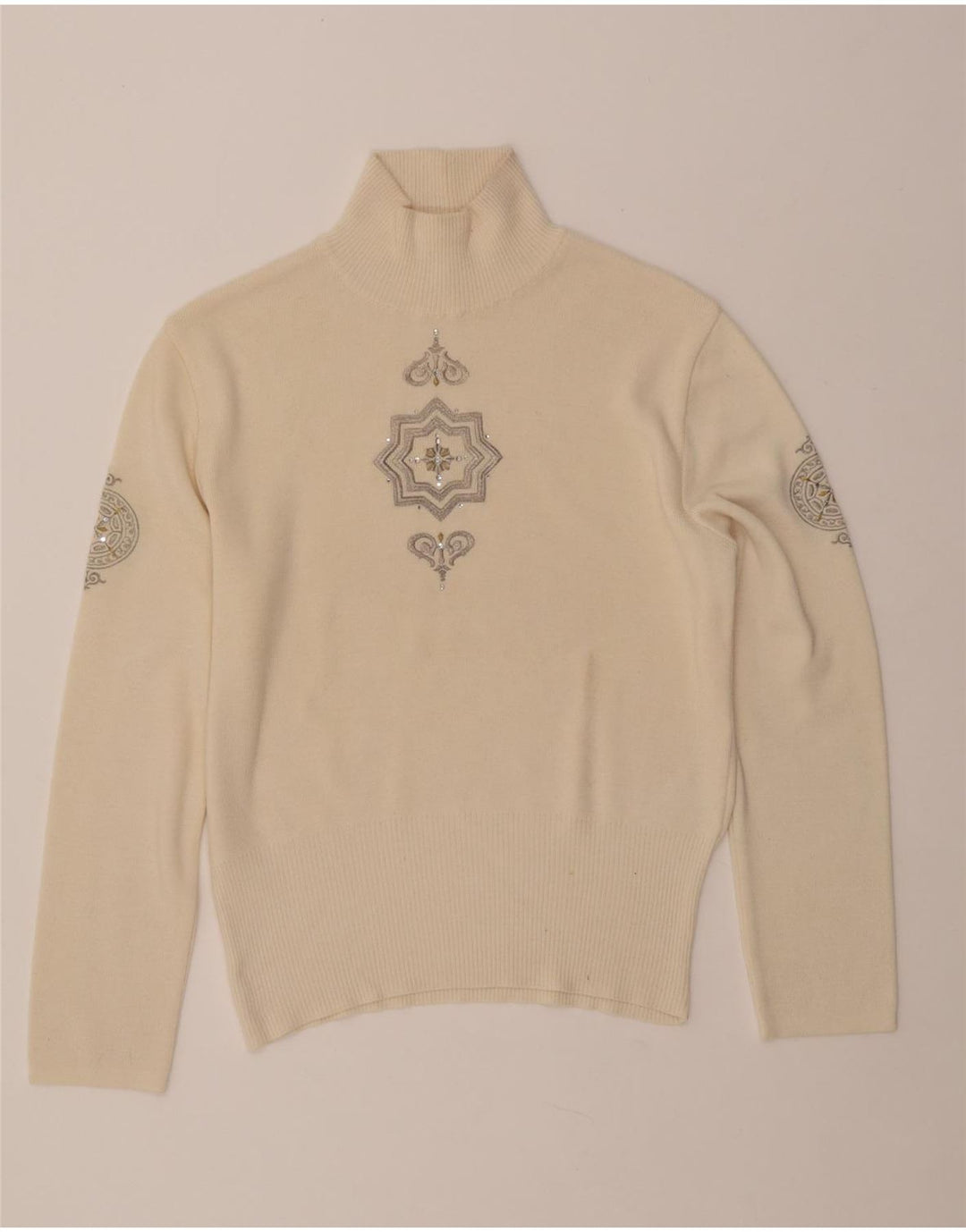 BOGNER Maglione da donna con collo alto e maglione UK 16 Lana Paisley beige grande