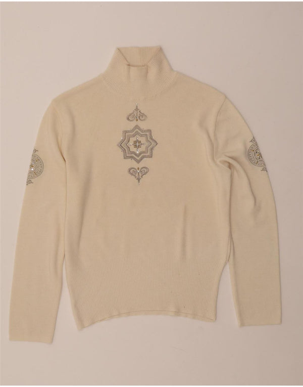 BOGNER Maglione da donna con collo alto e maglione UK 16 Lana Paisley beige grande