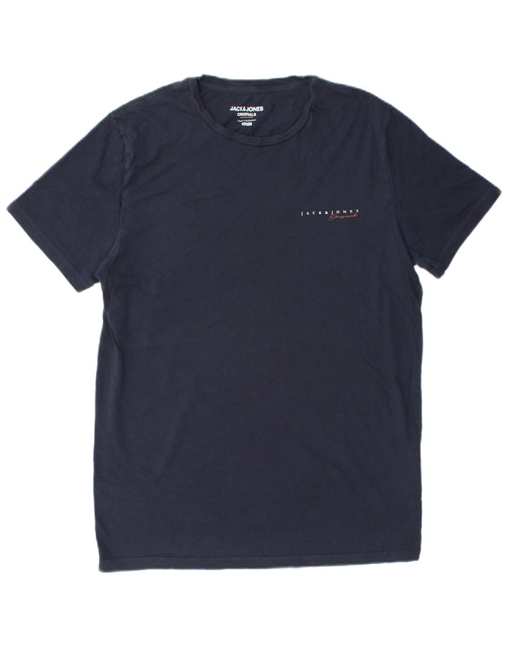 JACK & JONES T-shirt da uomo vestibilità regolare Top Large in cotone blu navy