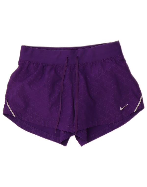 Pantaloncini sportivi Nike da donna Dri Fit UK 10 piccoli poliestere geometrico viola